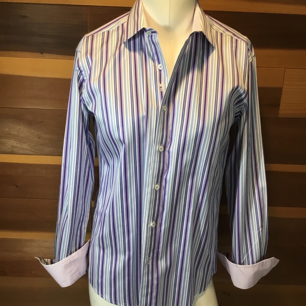 Bugatchi Uomo purple stripe shirt